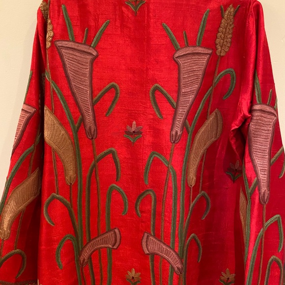 Vintage Handmade Raw Silk Jacket hand Embroidered - Picture 12 of 15